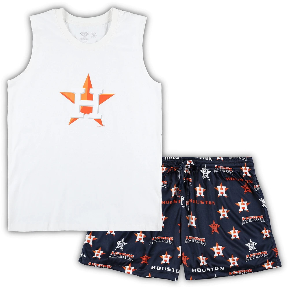 Women's Concepts Sport White/Navy Houston Astros Plus Tank Top & Shorts Sleep Set