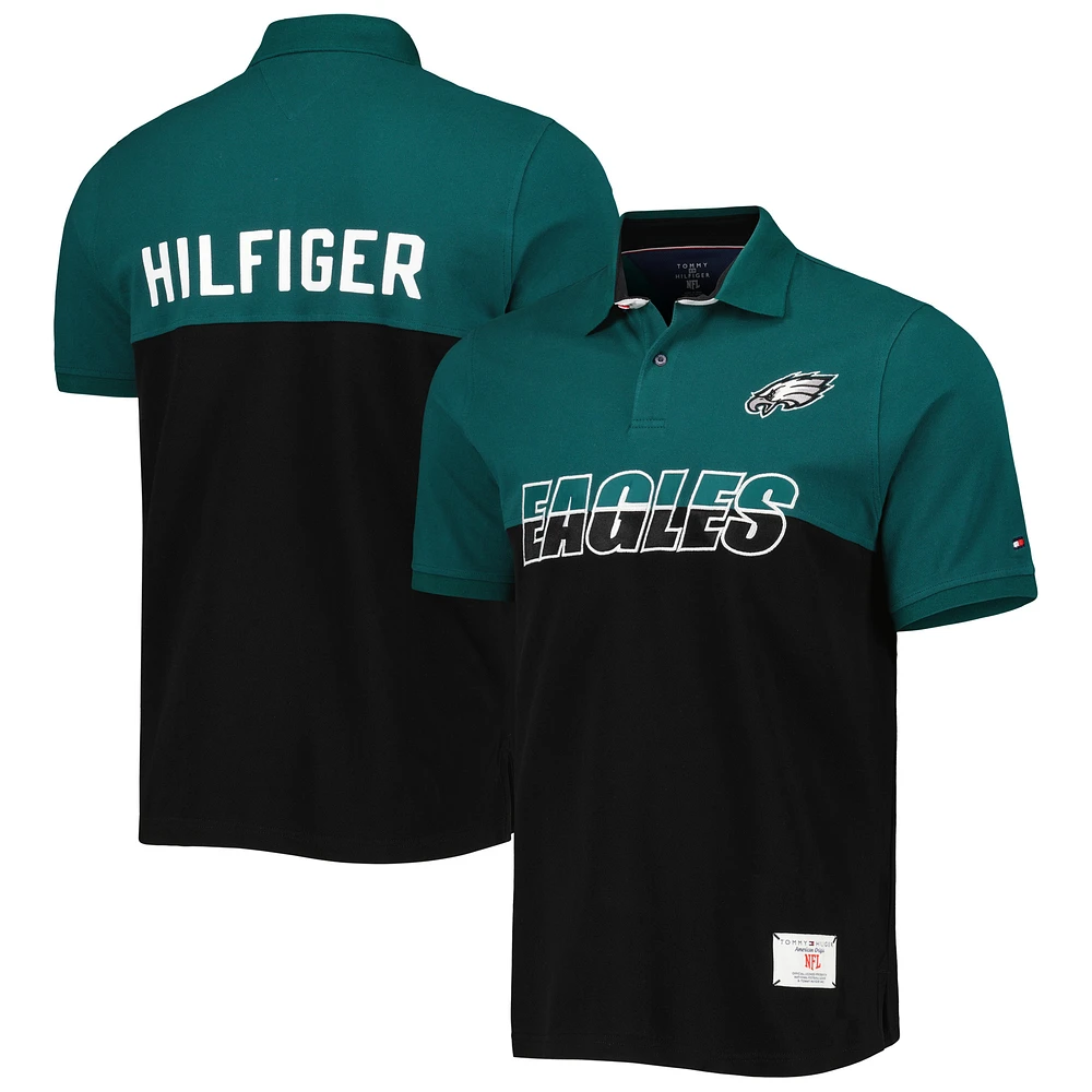 Men's Tommy Hilfiger Black/Midnight Green Philadelphia Eagles Color Block Polo