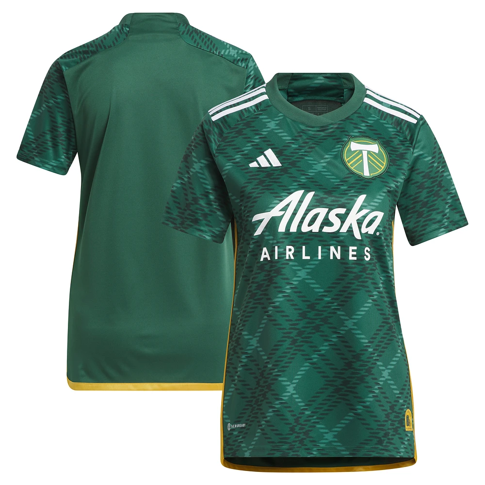 Women's adidas Green Portland Timbers 2023 Portland Plaid Kit Replica Jersey