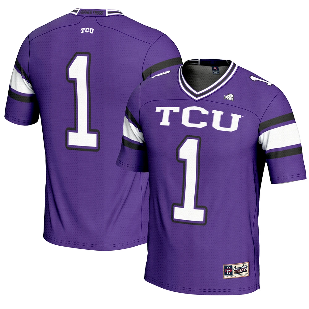 Men's GameDay Greats #1 Purple TCU Horned Frogs Endzone Football Jersey