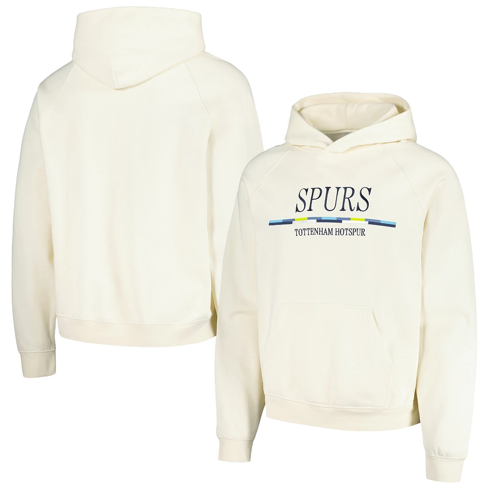 Men's Cream Tottenham Hotspur Team Stripe Oversized Pullover Hoodie