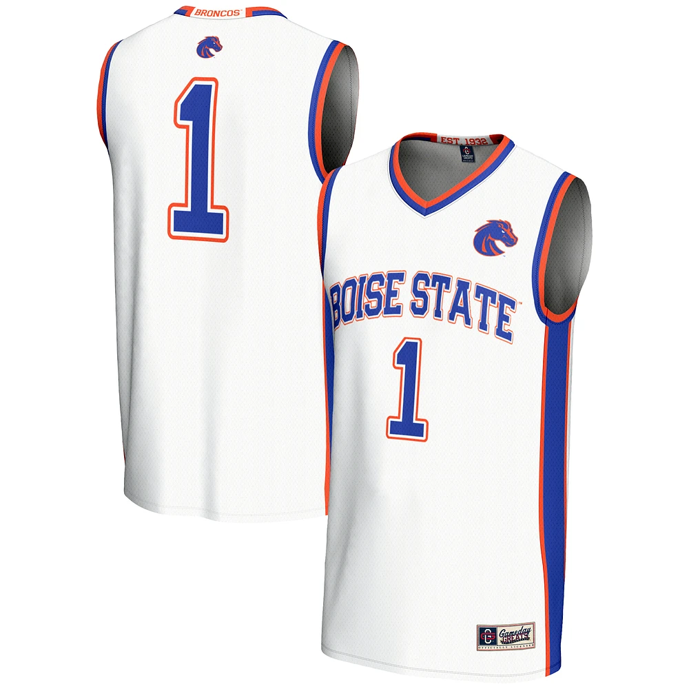 Male GameDay Greats #1 White Boise State Broncos Lightweight Basketball Jersey