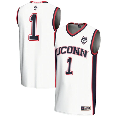 Male GameDay Greats #1 White UConn Huskies Lightweight Basketball Jersey