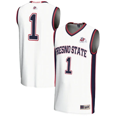 Male GameDay Greats #1 White Fresno State Bulldogs Lightweight Basketball Jersey