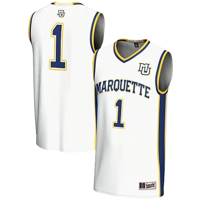 Male GameDay Greats #1 White Marquette Golden Eagles Lightweight Basketball Jersey