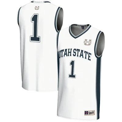 Male GameDay Greats #1 White Utah State Aggies Lightweight Basketball Jersey