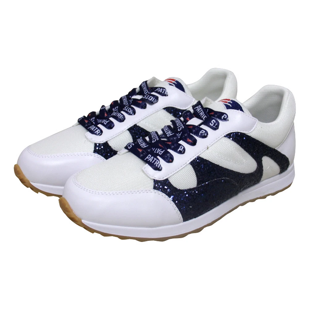 Women's Cuce White New England Patriots Glitter Sneakers