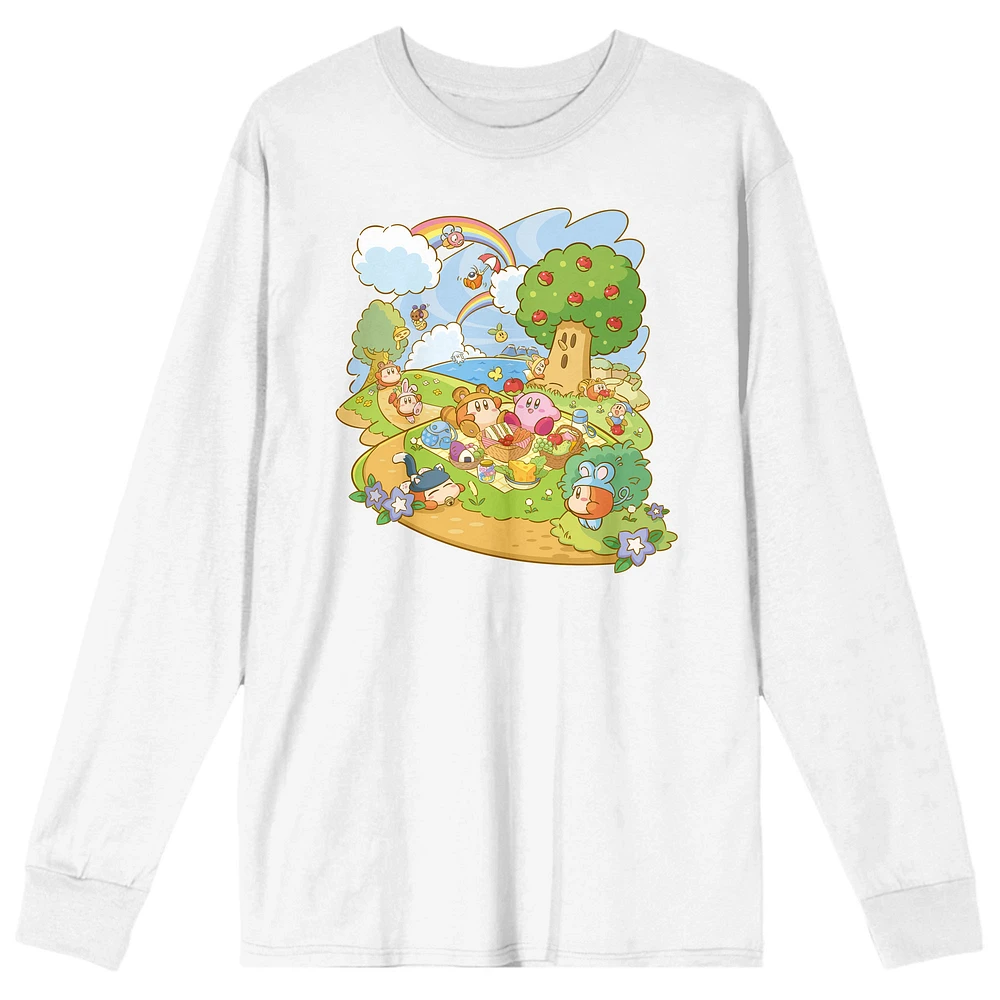 Unisex BIOWORLD White Kirby Long Sleeve T-Shirt
