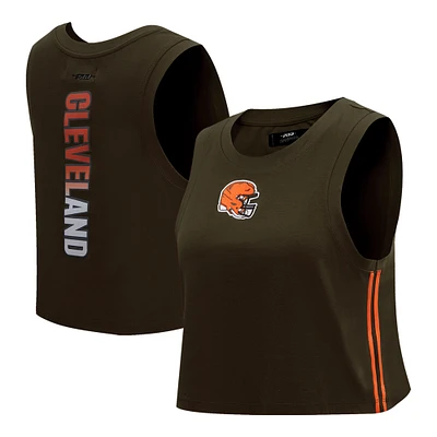 Women's Pro Standard Brown Cleveland Browns Ombre Wordmark Classic Cropped Tank Top