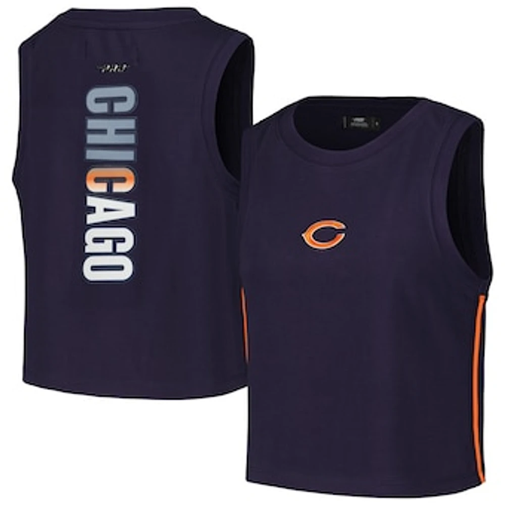 Women's Pro Standard Navy Chicago Bears Ombre Wordmark Classic Cropped Tank Top