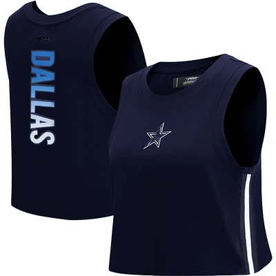 Women's Pro Standard Navy Dallas Cowboys Ombre Wordmark Classic Cropped Tank Top