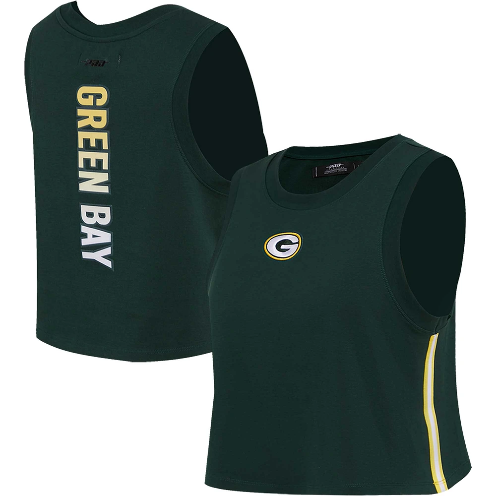 Women's Pro Standard Green Bay Packers Ombre Wordmark Classic Cropped Tank Top
