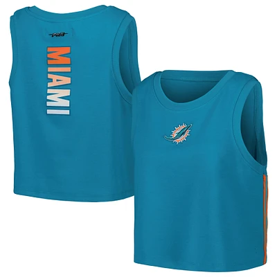 Women's Pro Standard Aqua Miami Dolphins Ombre Wordmark Classic Cropped Tank Top