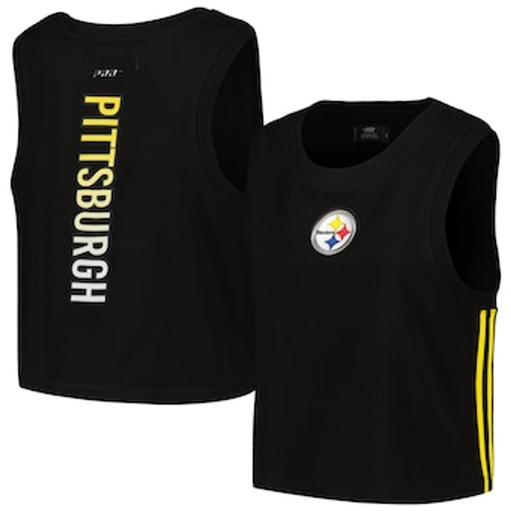 Women's Pro Standard Black Pittsburgh Steelers Ombre Wordmark Classic Cropped Tank Top
