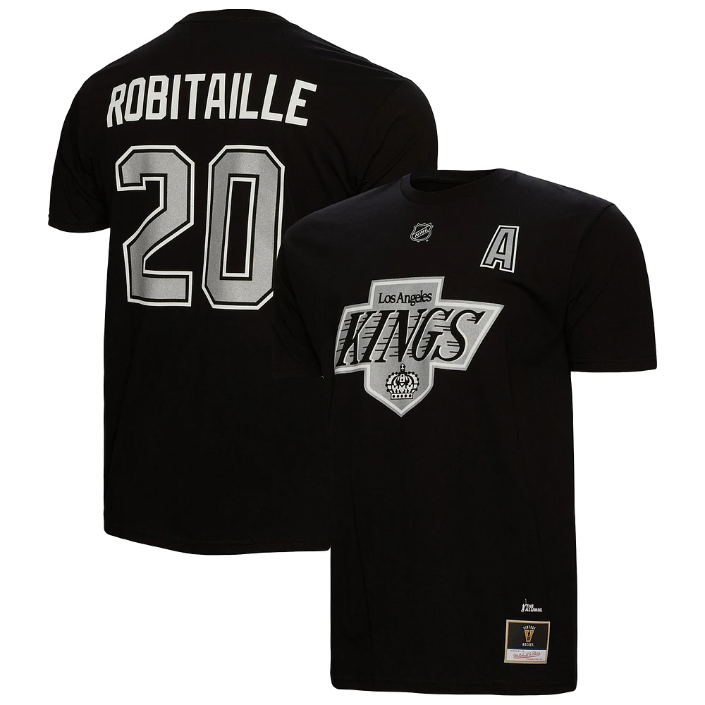 Men's Mitchell & Ness Luc Robitaille Black Los Angeles Kings Name Number T-Shirt