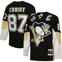 Men's Mitchell & Ness Sidney Crosby Black Pittsburgh Penguins  2008 Captain Patch Blue Line Player Jersey
