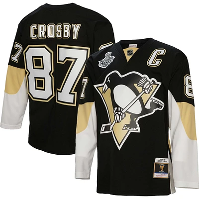 Men's Mitchell & Ness Sidney Crosby Black Pittsburgh Penguins  2008 Captain Patch Blue Line Player Jersey