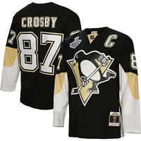 Men's Mitchell & Ness Sidney Crosby Black Pittsburgh Penguins  2008 Captain Patch Blue Line Player Jersey