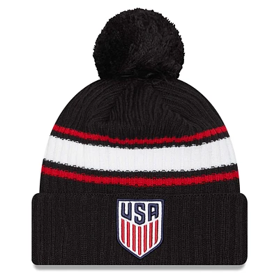 Men's New Era Black USMNT Fold Cuffed Knit Hat with Pom