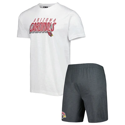 Men's Concepts Sport Charcoal/White Arizona Cardinals Downfield Top & Shorts Sleep Set