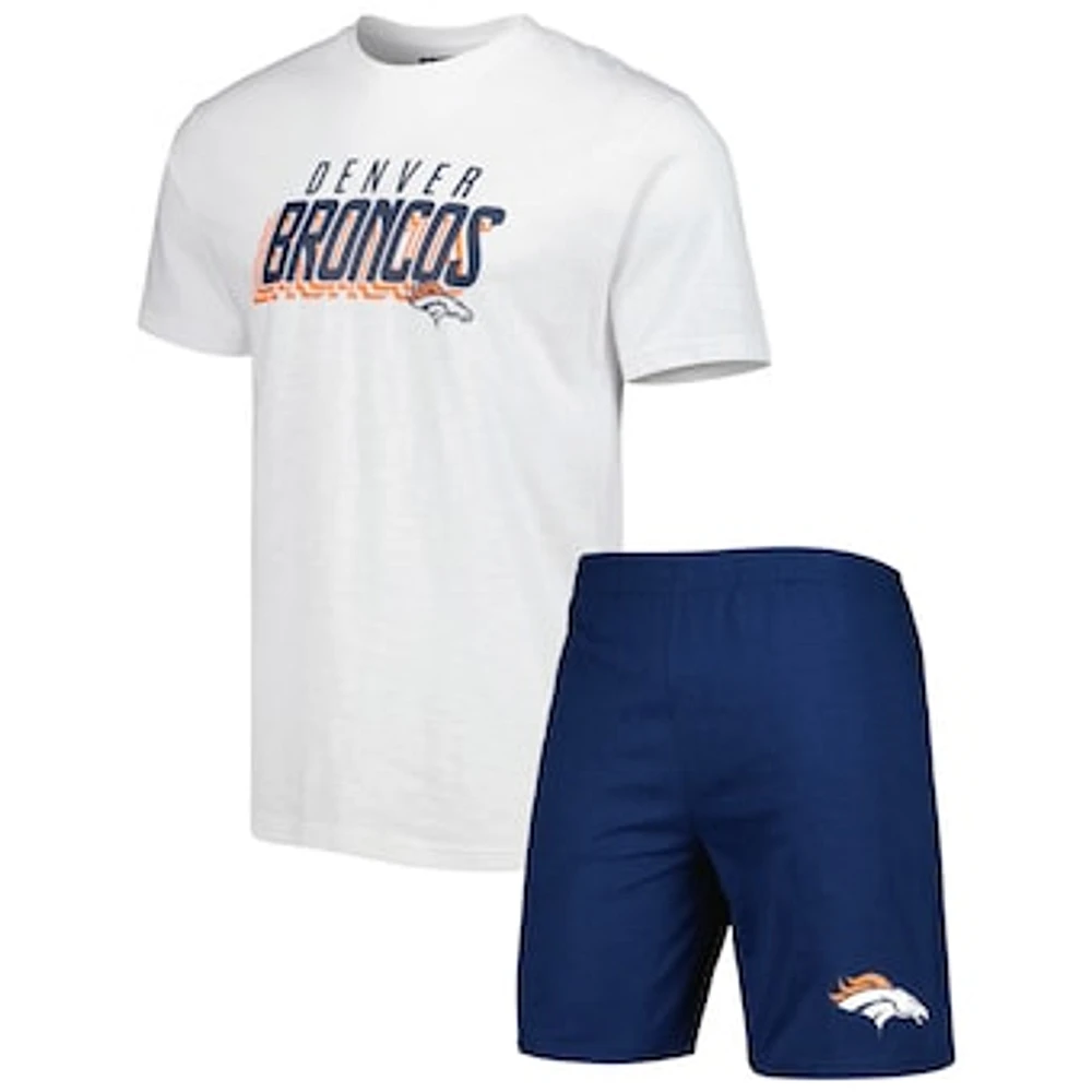 Men's Concepts Sport Navy/White Denver Broncos Downfield Top & Shorts Sleep Set