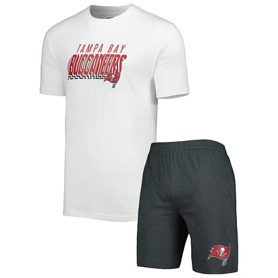 Men's Concepts Sport Charcoal/White Tampa Bay Buccaneers Downfield Top & Shorts Sleep Set