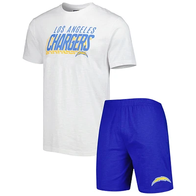Men's Concepts Sport Royal/White Los Angeles Chargers Downfield Top & Shorts Sleep Set