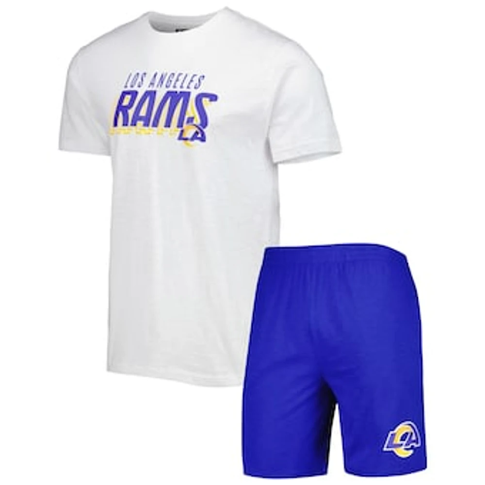 Men's Concepts Sport Royal/White Los Angeles Rams Downfield Top & Shorts Sleep Set