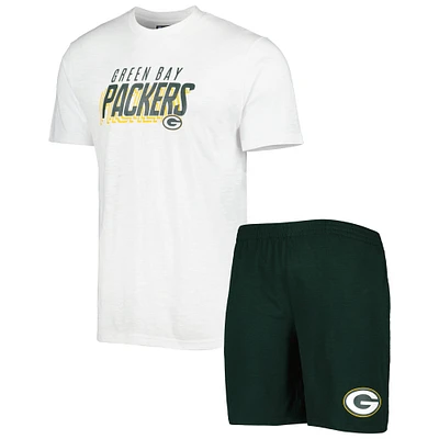 Men's Concepts Sport Green/White Green Bay Packers Downfield Top & Shorts Sleep Set