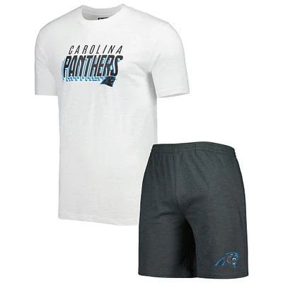 Men's Concepts Sport Charcoal/White Carolina Panthers Downfield Top & Shorts Sleep Set