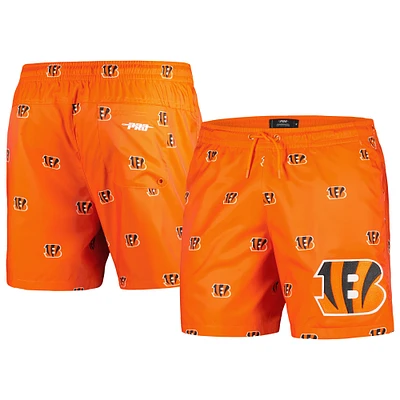 Men's Pro Standard Orange Cincinnati Bengals Allover Print Mini Logo Shorts