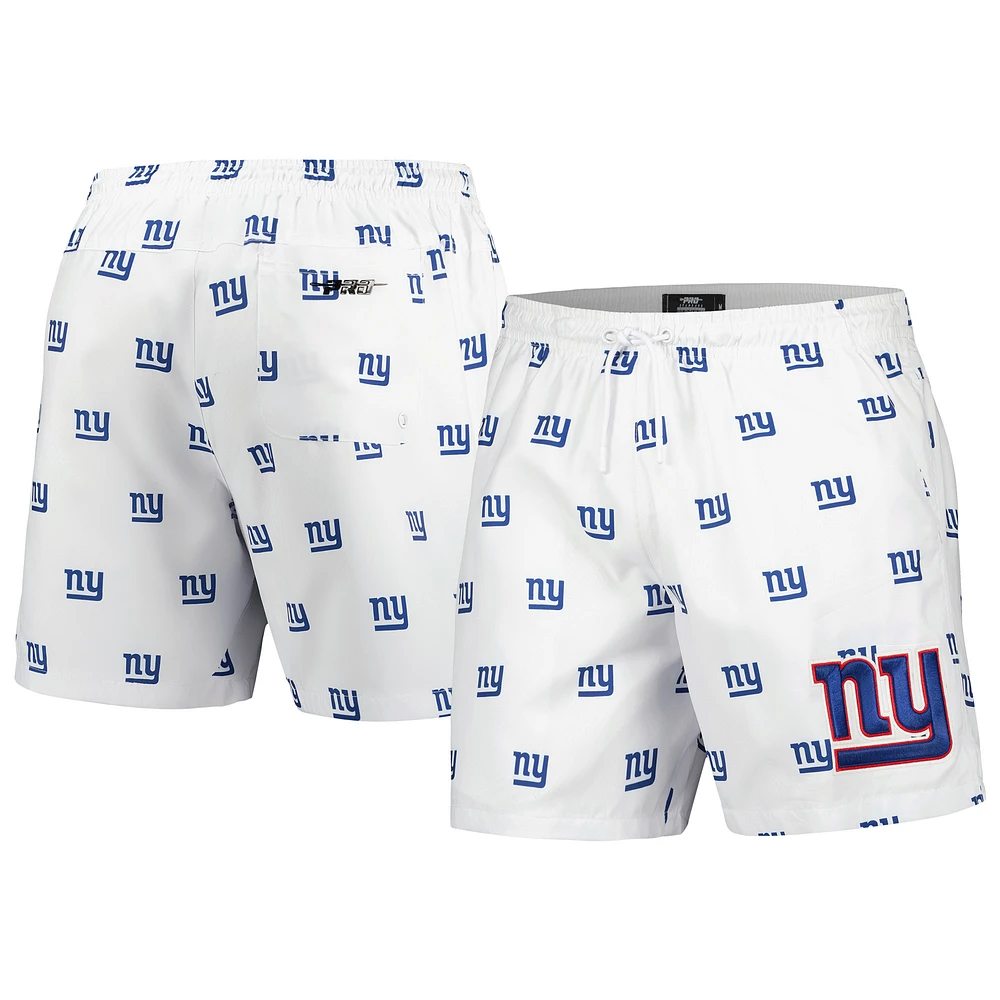 Men's Pro Standard White New York Giants Allover Print Mini Logo Shorts
