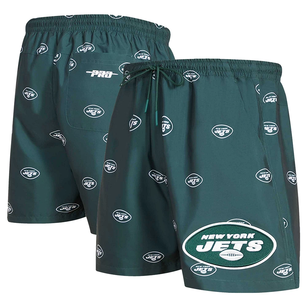 Men's Pro Standard Green New York Jets Allover Print Mini Logo Shorts
