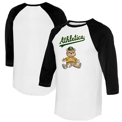 Women's Tiny Turnip White/Black Athletics Teddy Boy 3/4-Sleeve Raglan T-Shirt