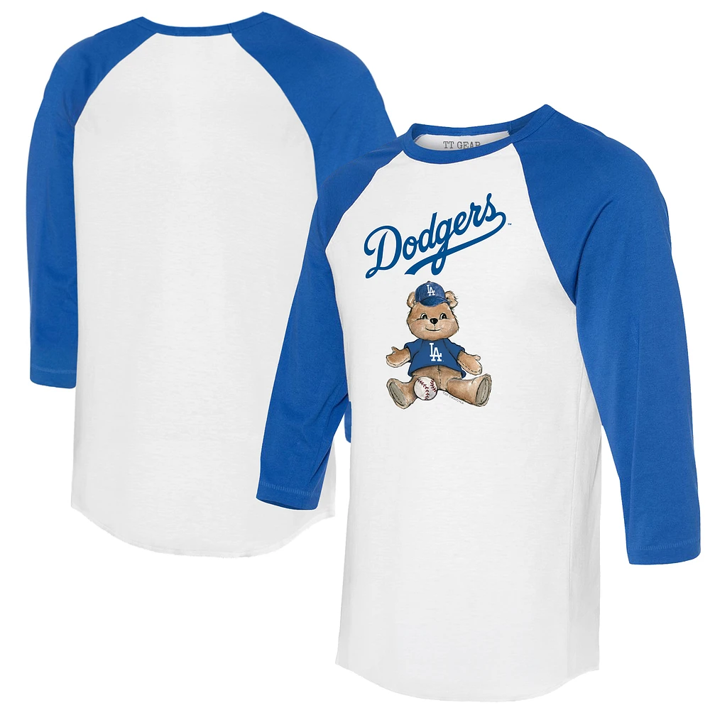 Women's Tiny Turnip White/Royal Los Angeles Dodgers Teddy Boy 3/4-Sleeve Raglan T-Shirt
