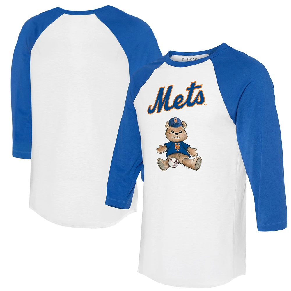 Women's Tiny Turnip White/Royal New York Mets Teddy Boy 3/4-Sleeve Raglan T-Shirt