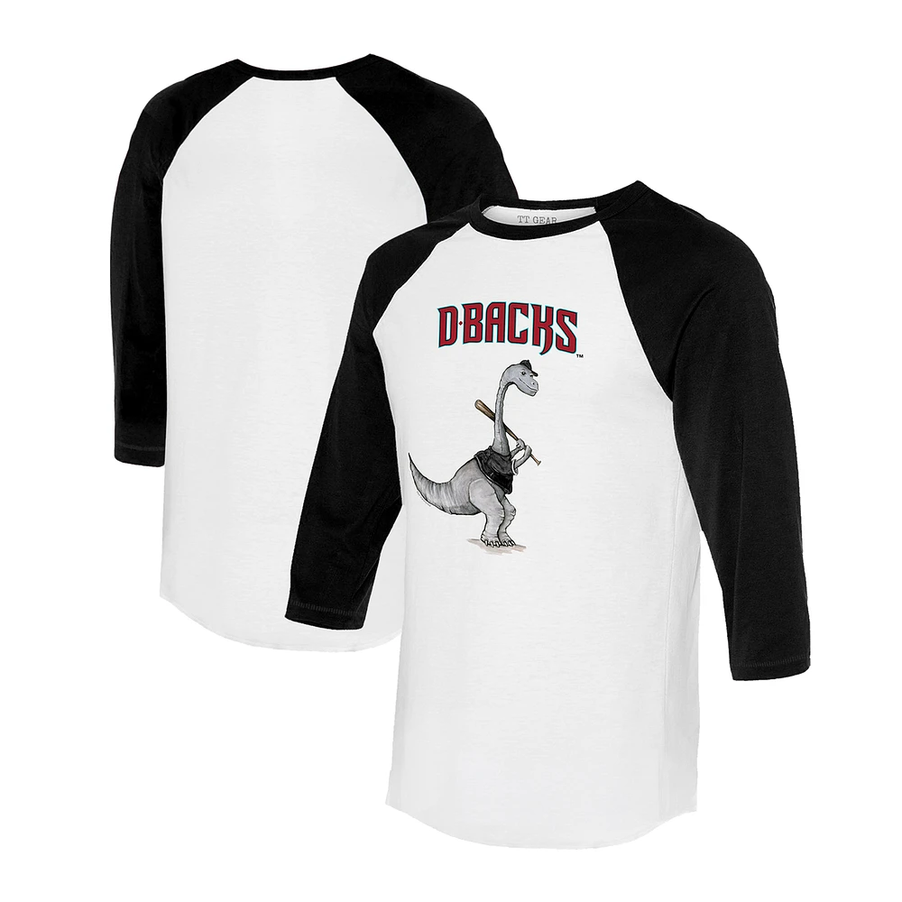 Women's Tiny Turnip White/Black Arizona Diamondbacks Bronto 3/4-Sleeve Raglan T-Shirt