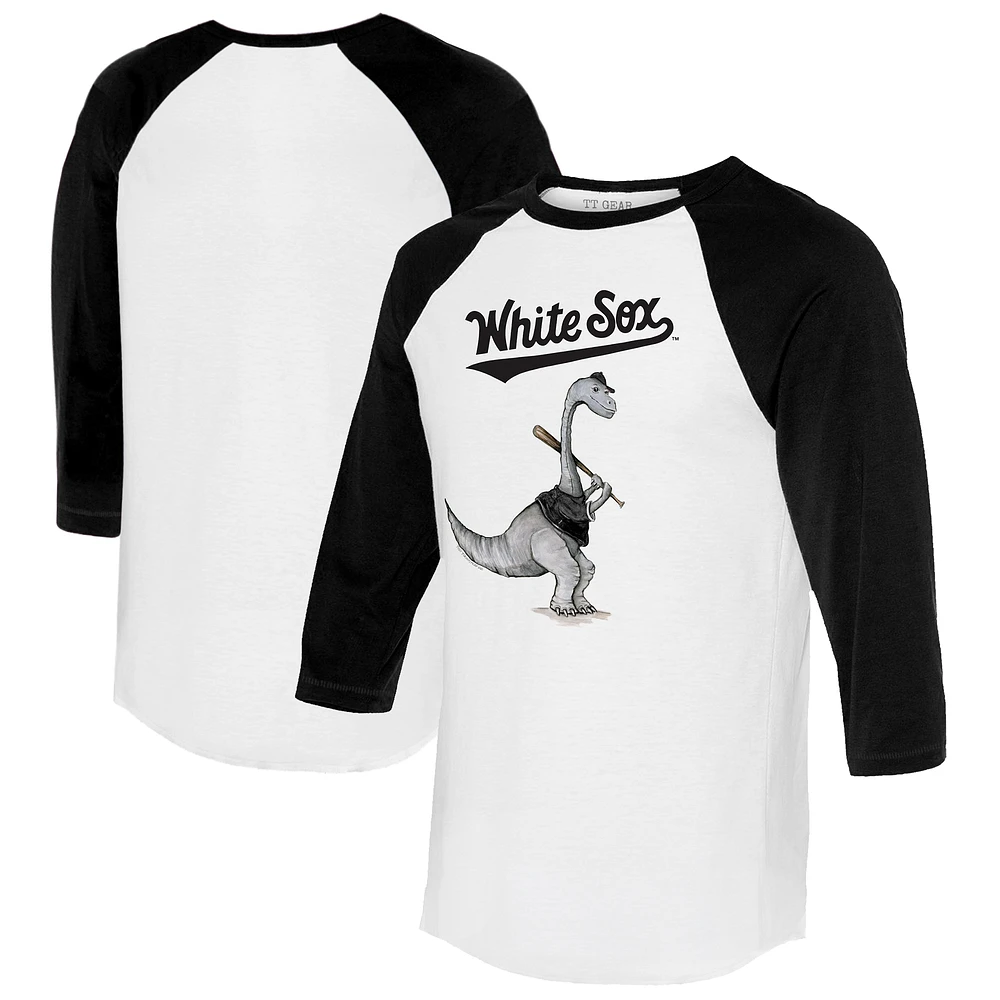 Women's Tiny Turnip White/Black Chicago White Sox Bronto 3/4-Sleeve Raglan T-Shirt