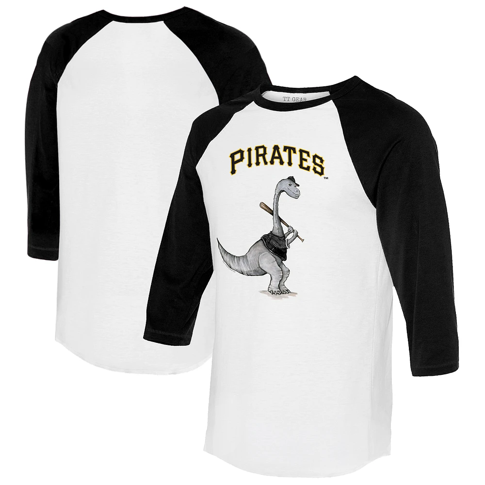 Women's Tiny Turnip White/Black Pittsburgh Pirates Bronto 3/4-Sleeve Raglan T-Shirt