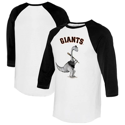 Women's Tiny Turnip White/Black San Francisco Giants Bronto 3/4-Sleeve Raglan T-Shirt