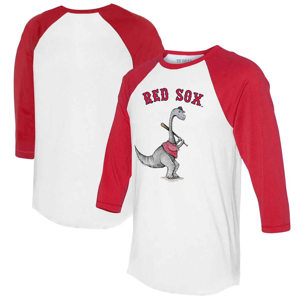 Women's Tiny Turnip White/Red Boston Red Sox Bronto 3/4-Sleeve Raglan T-Shirt