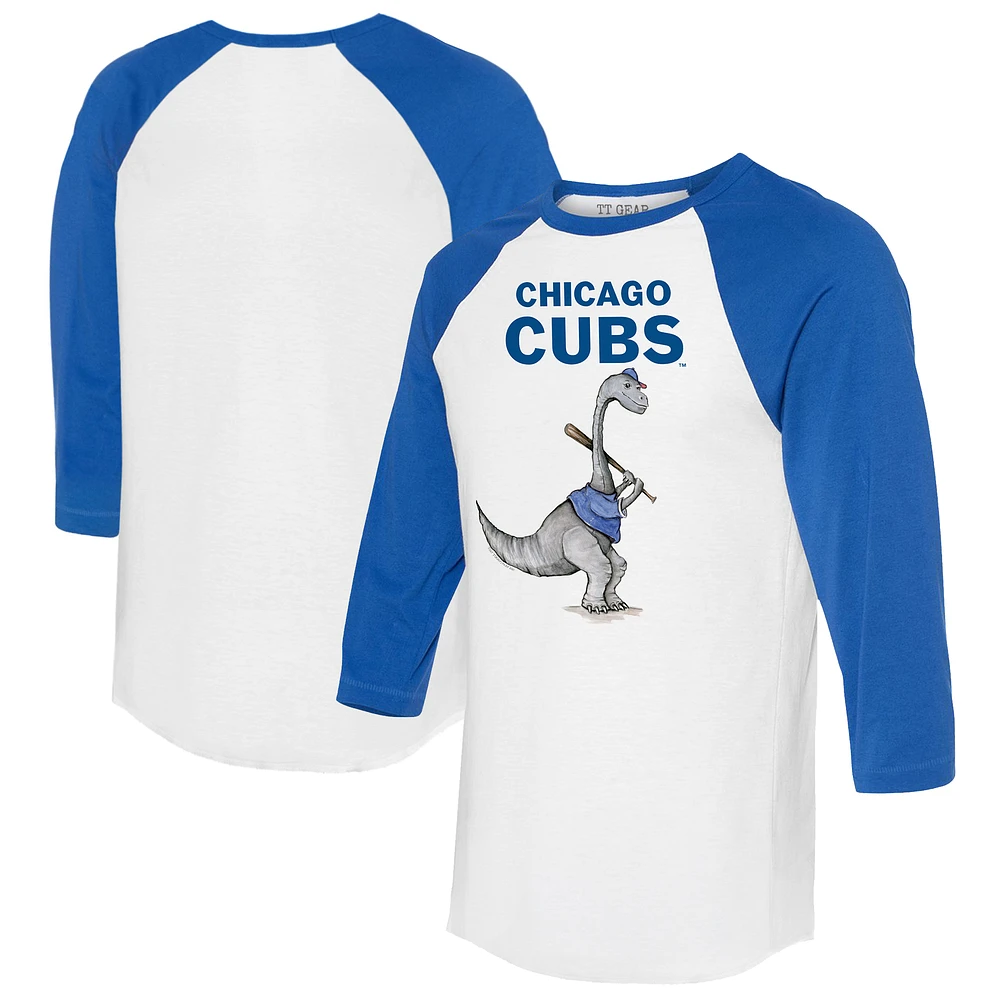 Women's Tiny Turnip White/Royal Chicago Cubs Bronto 3/4-Sleeve Raglan T-Shirt