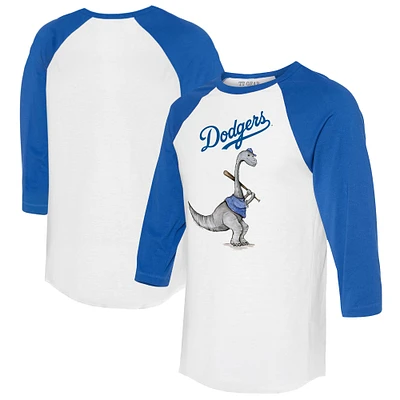 Women's Tiny Turnip White/Royal Los Angeles Dodgers Bronto 3/4-Sleeve Raglan T-Shirt