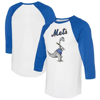 Women's Tiny Turnip White/Royal New York Mets Bronto 3/4-Sleeve Raglan T-Shirt