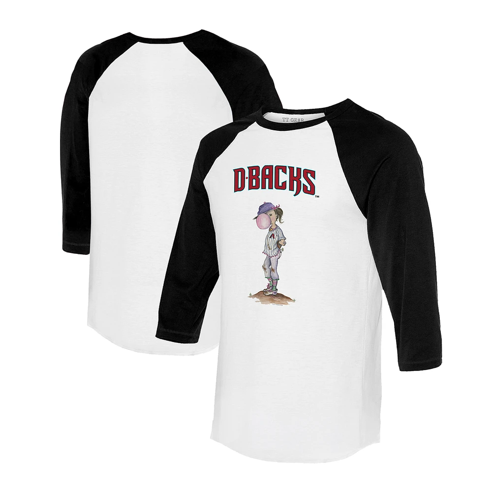 Women's Tiny Turnip White/Black Arizona Diamondbacks Bubbles 3/4-Sleeve Raglan T-Shirt