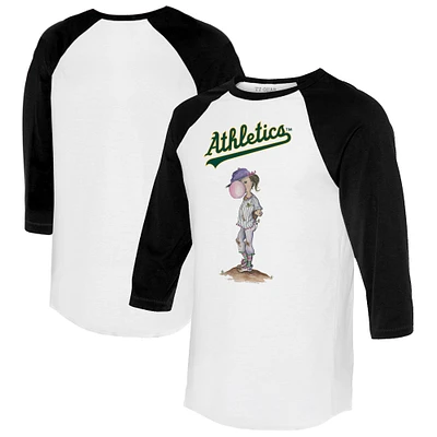 Women's Tiny Turnip White/Black Athletics Bubbles 3/4-Sleeve Raglan T-Shirt