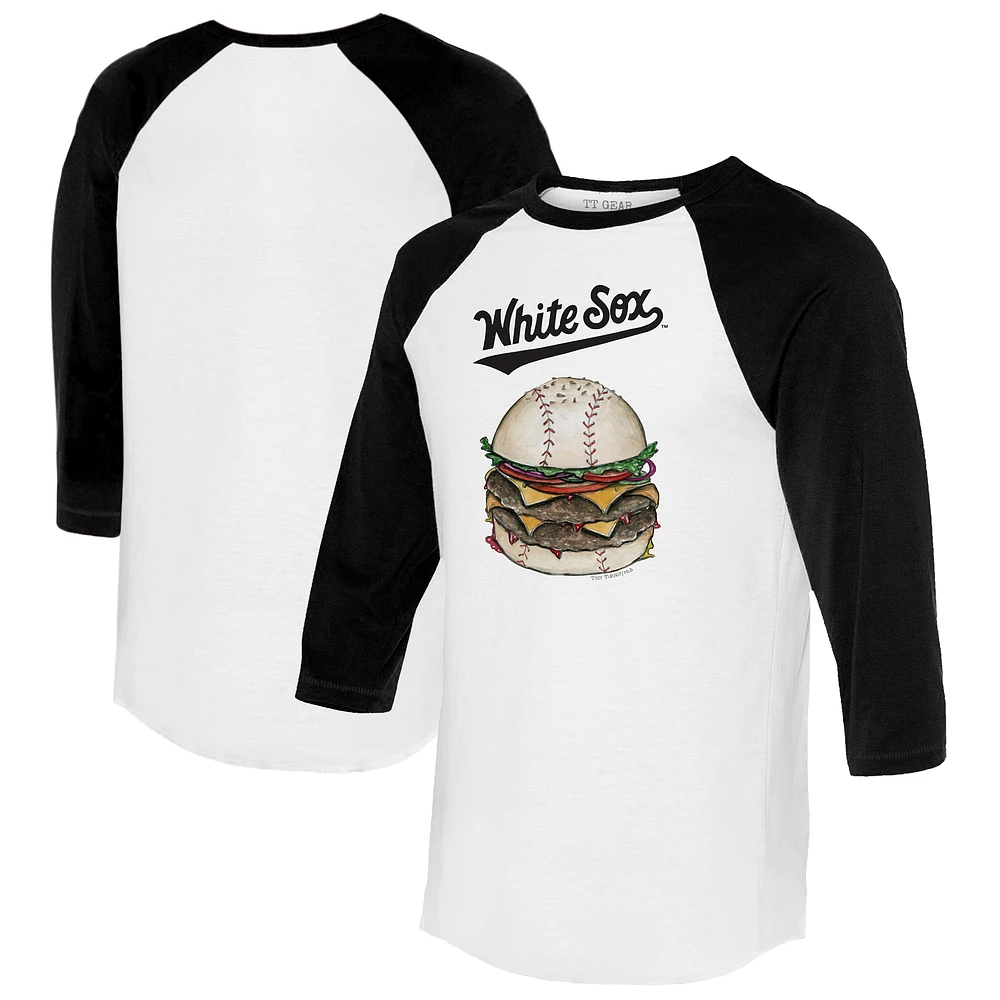 Women's Tiny Turnip White/Black Chicago White Sox Burger 3/4-Sleeve Raglan T-Shirt