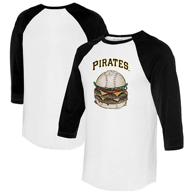 Women's Tiny Turnip White/Black Pittsburgh Pirates Burger 3/4-Sleeve Raglan T-Shirt