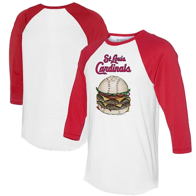 Women's Tiny Turnip White/Red St. Louis Cardinals Burger 3/4-Sleeve Raglan T-Shirt