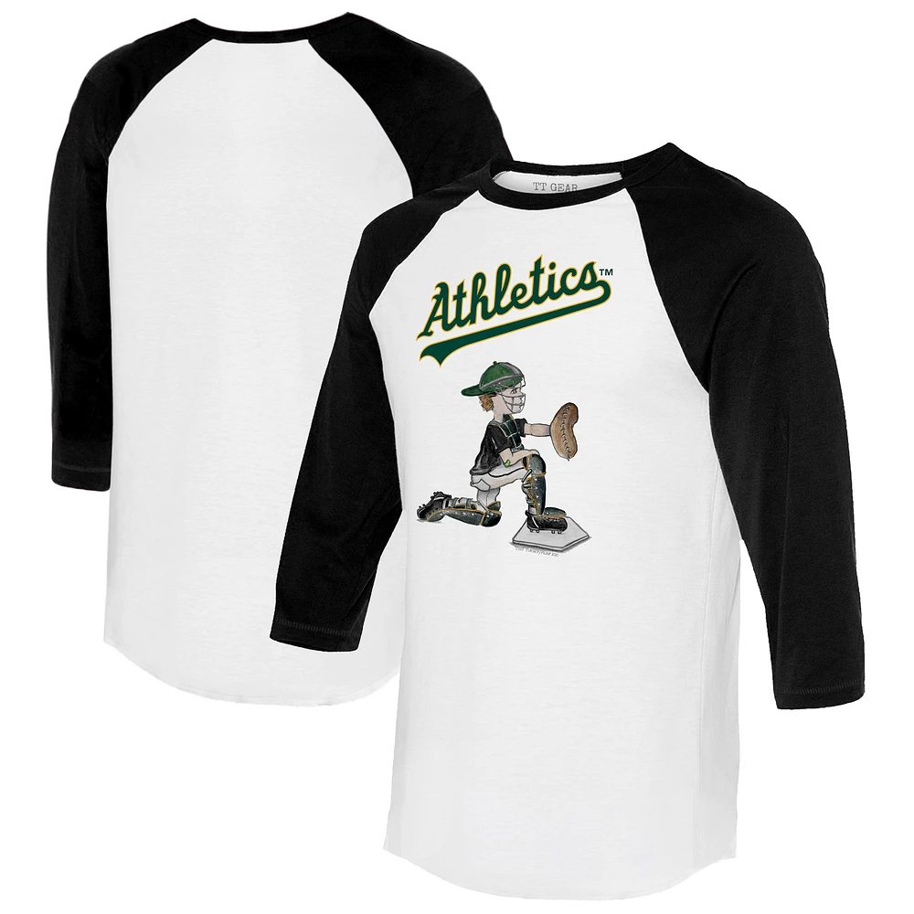 Women's Tiny Turnip White/Black Athletics Caleb 3/4-Sleeve Raglan T-Shirt